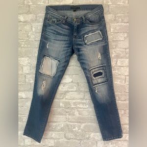 Fun and unique, artfully patched and distressed jeans!